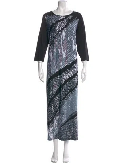 Pre-owned Bob Mackie Printed Long Dress In Blue