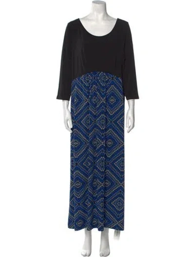Pre-owned Bob Mackie Printed Long Dress In Blue