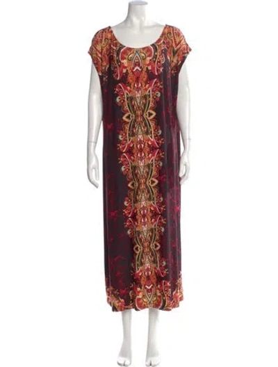 Pre-owned Bob Mackie Printed Long Dress In Purple