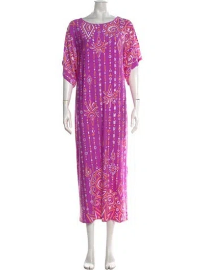 Pre-owned Bob Mackie Printed Long Dress In Purple