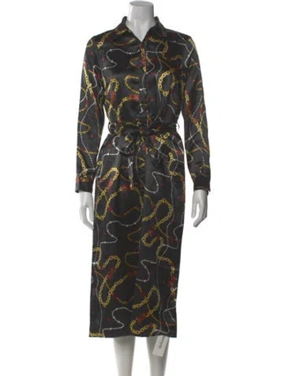 Pre-owned Bob Mackie Printed Long Dress W/ Tags In Black