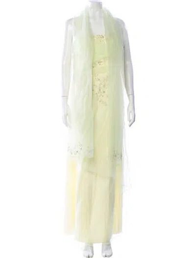 Pre-owned Bob Mackie Printed Long Dress In Yellow