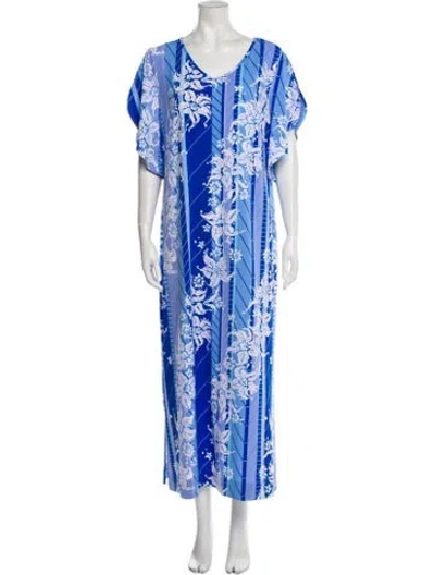 Pre-owned Bob Mackie Printed Midi Length Dress In Blue