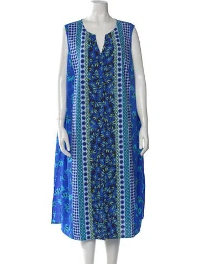 Pre-owned Bob Mackie Printed Midi Length Dress In Blue
