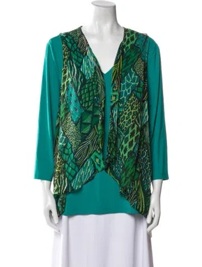 Pre-owned Bob Mackie Printed Set In Green