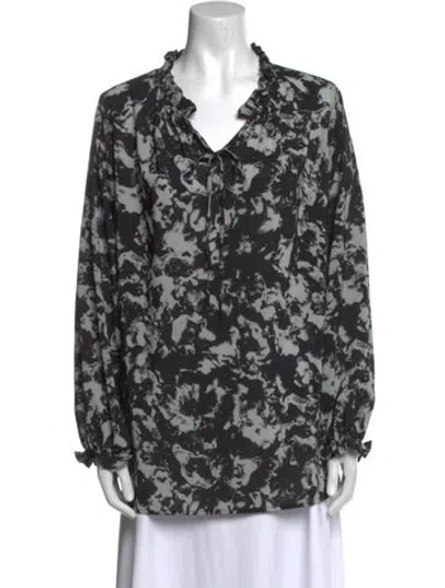 Pre-owned Bob Mackie Printed V-neck Tunic In Black