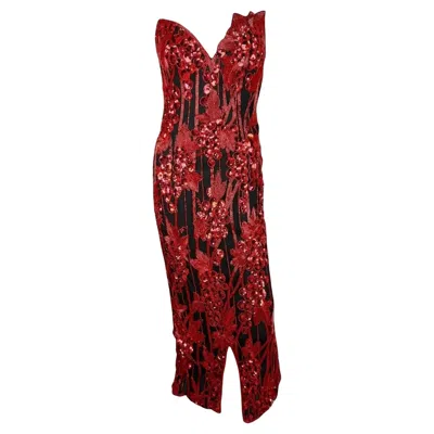 Pre-owned Bob Mackie Red Sequin Grapevine Dress, Ss 1989