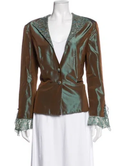 Pre-owned Bob Mackie Satin Patterned Jacket In Brown