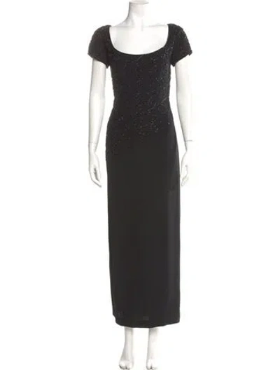 Pre-owned Bob Mackie Scoop Neck Long Dress In Black