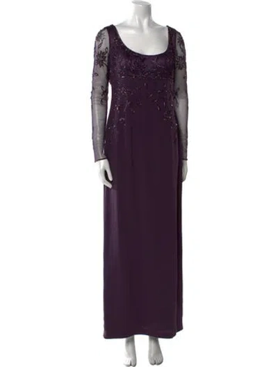 Pre-owned Bob Mackie Scoop Neck Long Dress In Purple