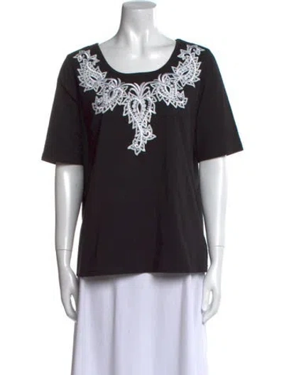 Pre-owned Bob Mackie Scoop Neck Short Sleeve T-shirt In Black