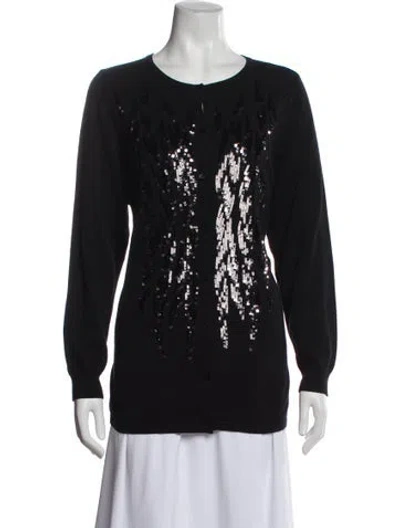 Pre-owned Bob Mackie Scoop Neck Sweater In Black