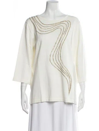 Pre-owned Bob Mackie Scoop Neck Sweater In Neutral
