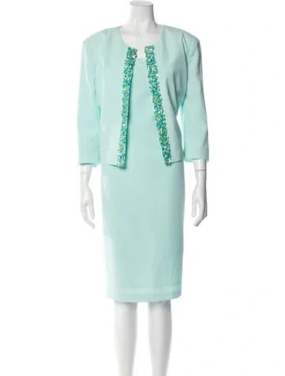 Pre-owned Bob Mackie Sequin Embellishments Dress Set In Blue