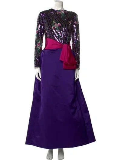 Pre-owned Bob Mackie Sequin Long Dress In Purple