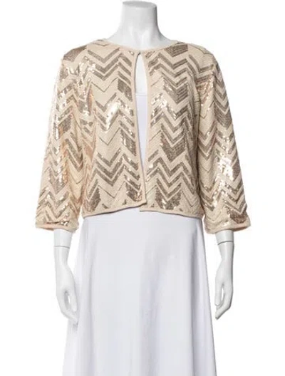 Pre-owned Bob Mackie Sequin Printed Evening Jacket In Gold/metallic