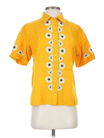 Pre-owned Bob Mackie Short Sleeve Blouse In Yellow