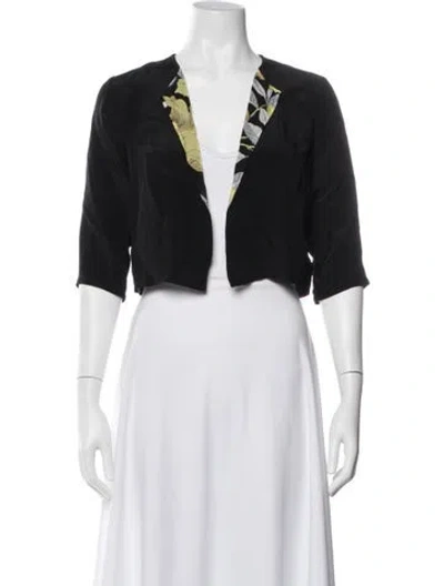 Pre-owned Bob Mackie Silk Floral Print Bolero W/ Tags In Black