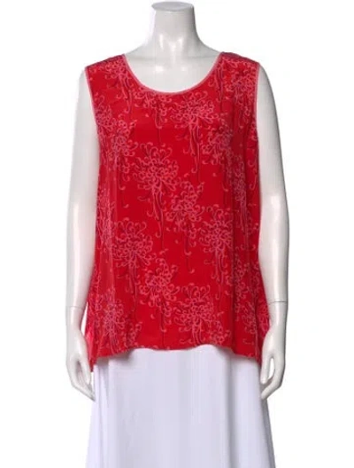 Pre-owned Bob Mackie Silk Floral Print Top In Red
