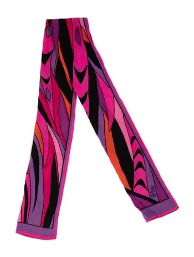 Pre-owned Bob Mackie Silk Graphic Print Scarf In Pink