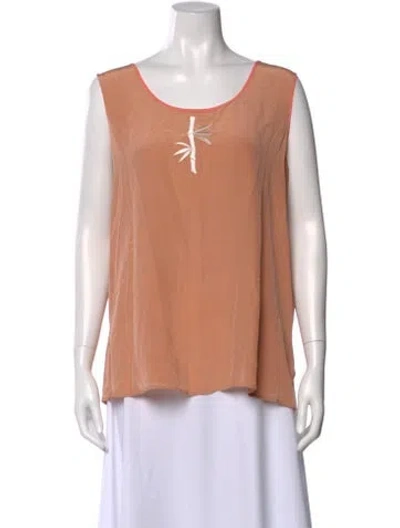 Pre-owned Bob Mackie Silk Graphic Print Top In Neutral