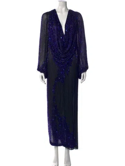 Pre-owned Bob Mackie Silk Long Dress In Black