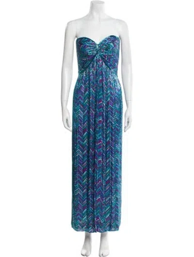 Pre-owned Bob Mackie Silk Long Dress In Blue