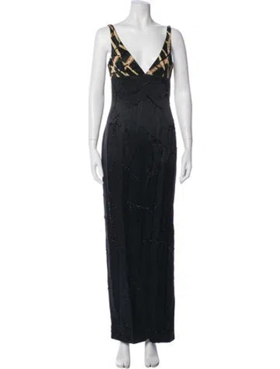 Pre-owned Bob Mackie Silk Long Dress In Blue