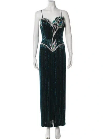 Pre-owned Bob Mackie Silk Long Dress In Green
