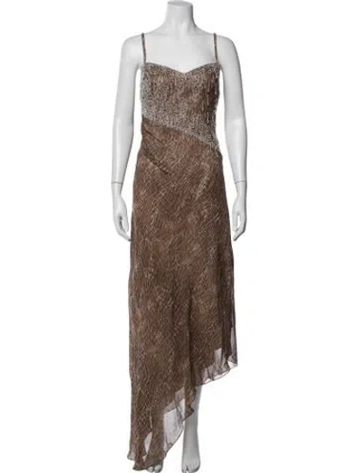 Pre-owned Bob Mackie Silk Long Dress In Neutrals