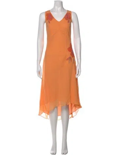 Pre-owned Bob Mackie Silk Long Dress In Orange