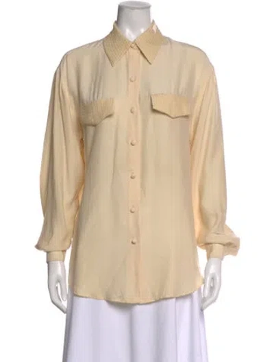 Pre-owned Bob Mackie Silk Long Sleeve Blouse In Neutral