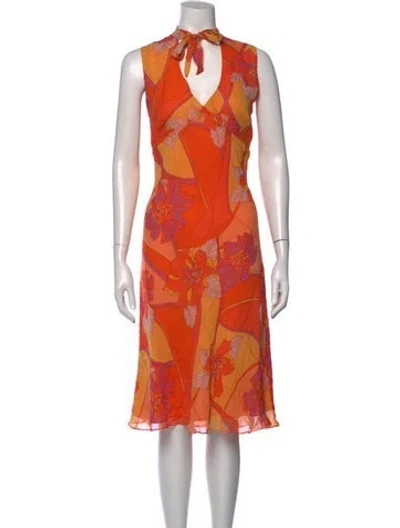 Pre-owned Bob Mackie Silk Midi Length Dress In Orange