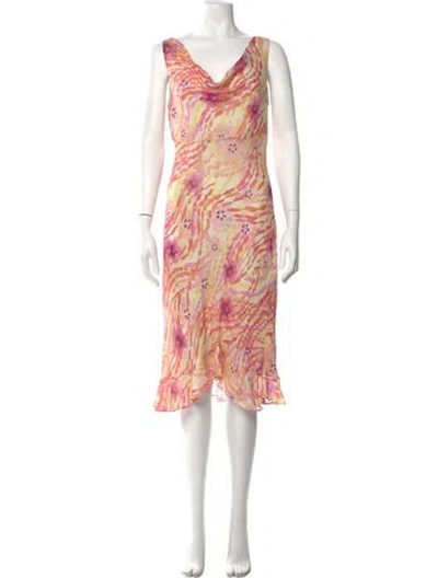 Pre-owned Bob Mackie Silk Midi Length Dress In Pink