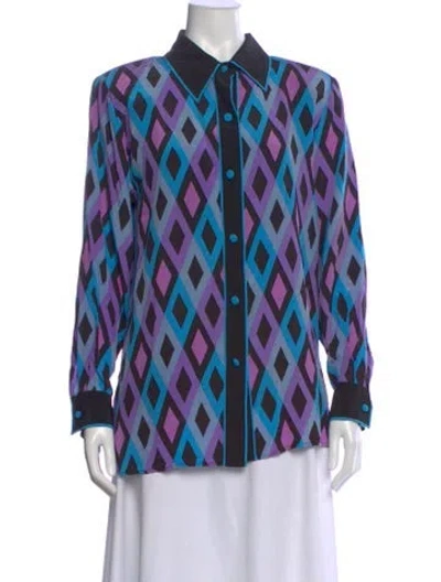 Pre-owned Bob Mackie Silk Patterned Blouse In Multi