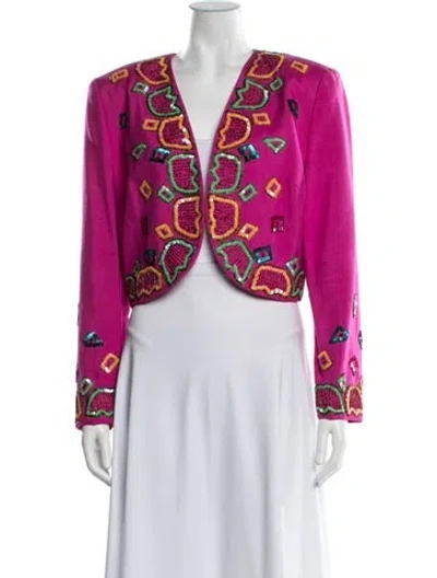 Pre-owned Bob Mackie Silk Patterned Evening Jacket In Pink