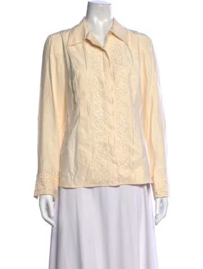 Pre-owned Bob Mackie Silk Patterned Top In Neutrals