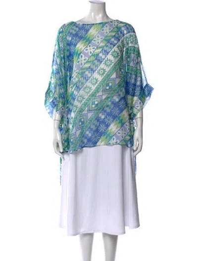 Pre-owned Bob Mackie Silk Patterned Tunic In Blue