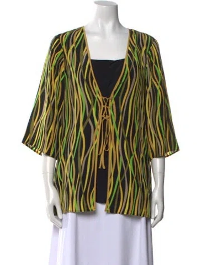 Pre-owned Bob Mackie Silk Printed Blouse In Multi