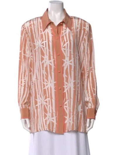 Pre-owned Bob Mackie Silk Printed Blouse In Neutral