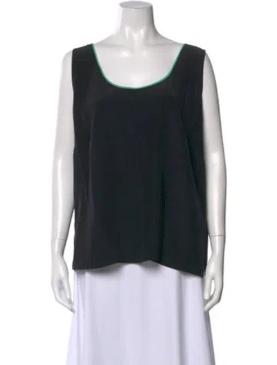 Pre-owned Bob Mackie Silk Scoop Neck Top In Black