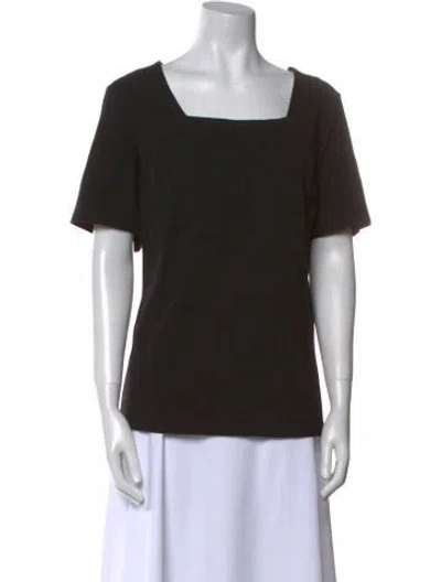 Pre-owned Bob Mackie Square Neckline Short Sleeve T-shirt In Black