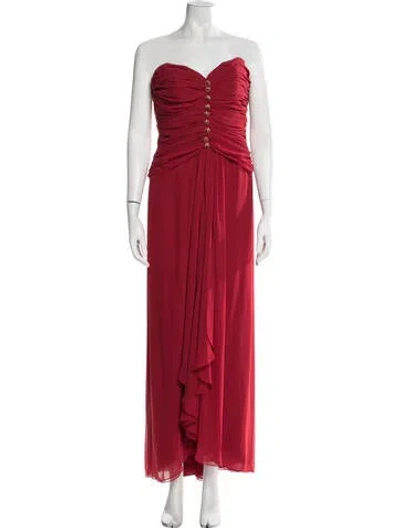 Pre-owned Bob Mackie Strapless Long Dress In Red