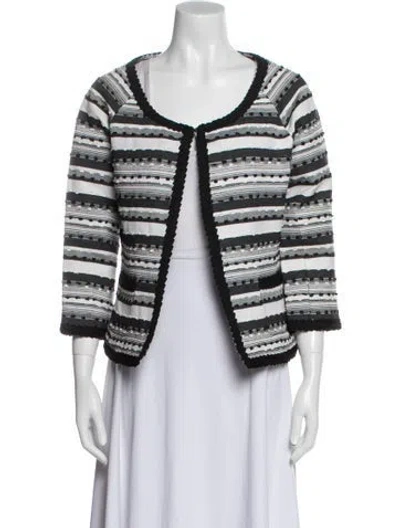 Pre-owned Bob Mackie Striped Jacket In White