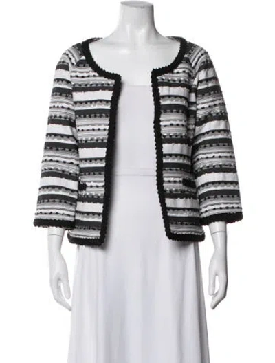 Pre-owned Bob Mackie Striped Jacket In White