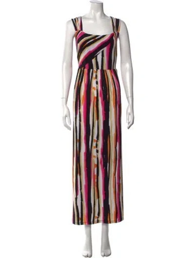 Pre-owned Bob Mackie Striped Long Dress In Pink