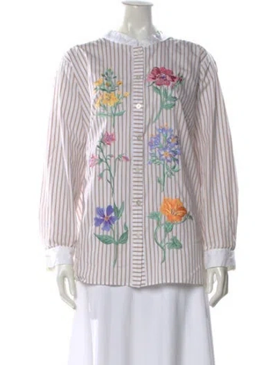 Pre-owned Bob Mackie Striped Long Sleeve Blouse In Multi