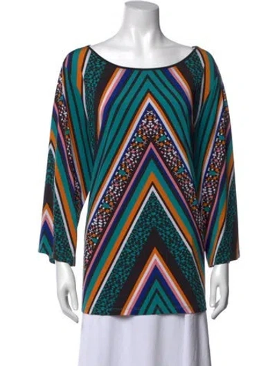 Pre-owned Bob Mackie Striped Scoop Neck Top In Multicolor