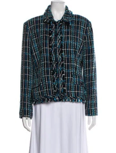 Pre-owned Bob Mackie Tweed Pattern Evening Jacket In Blue