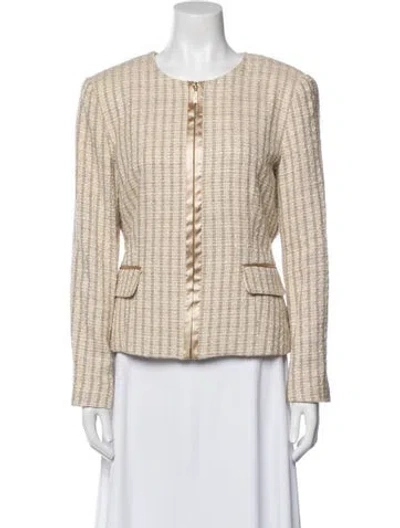 Pre-owned Bob Mackie Tweed Pattern Jacket In Neutral